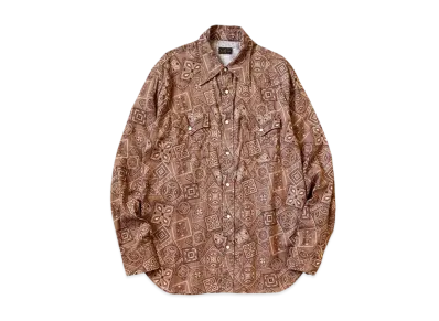 KAPITAL Uneven Sheeting Cookie Bandana Husky Western Shirt "Brown"