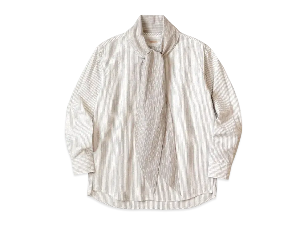 KAPITAL Cotton Stripes Bow Tie Pubs Shirt "White"