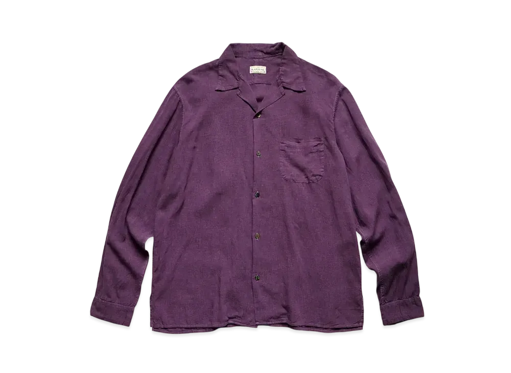 KAPITAL Soft Linen Open Collar Shirt "Purple"