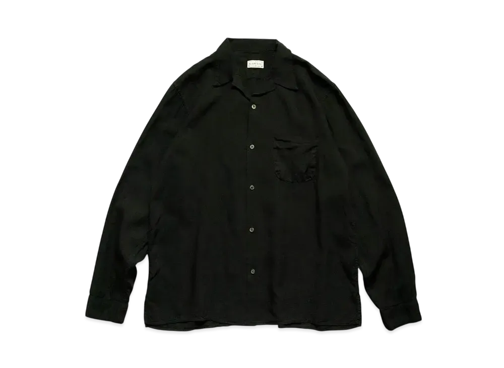 KAPITAL Soft Linen Open Collar Shirt "Black"