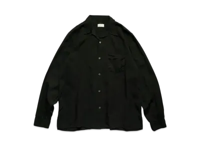 KAPITAL Soft Linen Open Collar Shirt "Black"