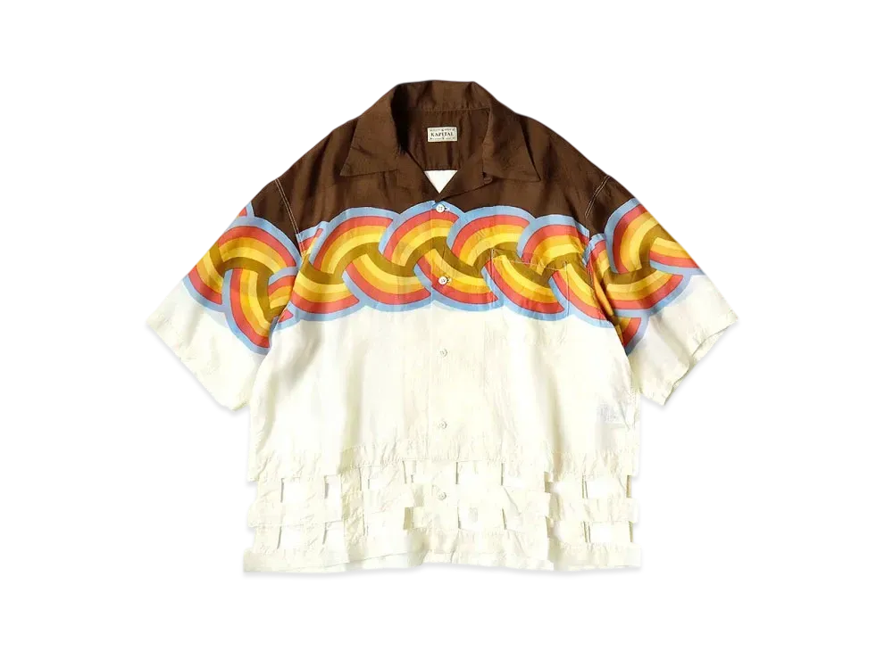 KAPITAL Silk Rayon Rainbow Wind Pen Aloha Shirt "Brown Kinari"