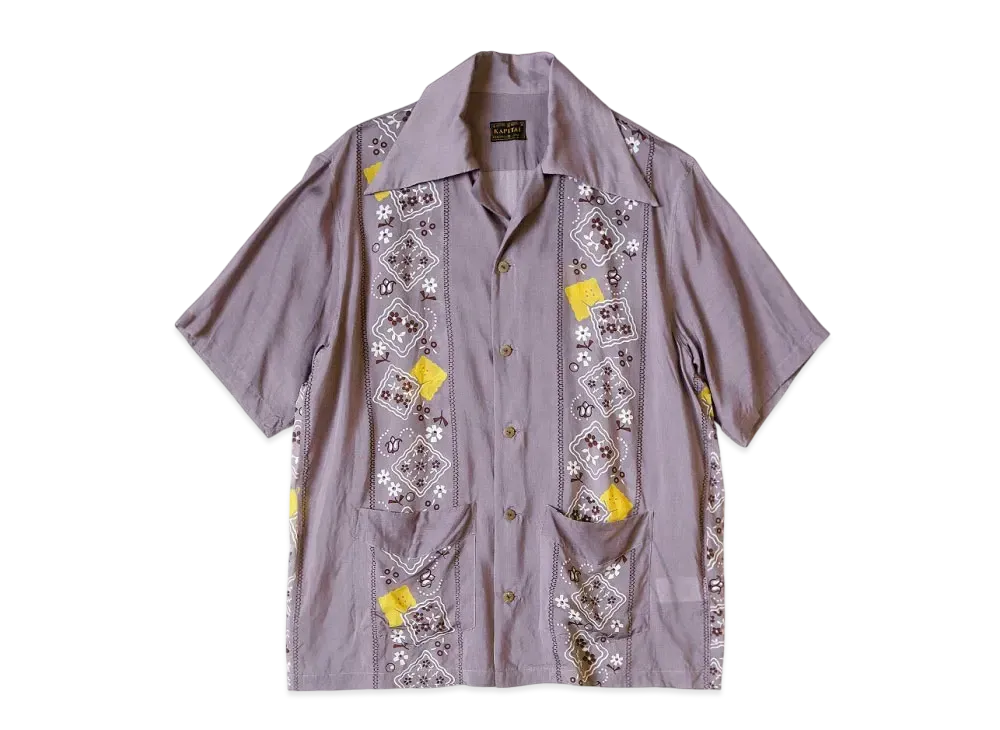 KAPITAL Silk Rayon Langle Color Cuba Shirt "Purple"