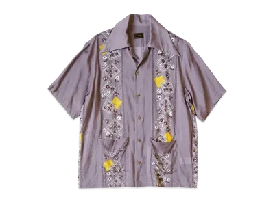 KAPITAL Silk Rayon Langle Color Cuba Shirt "Purple"