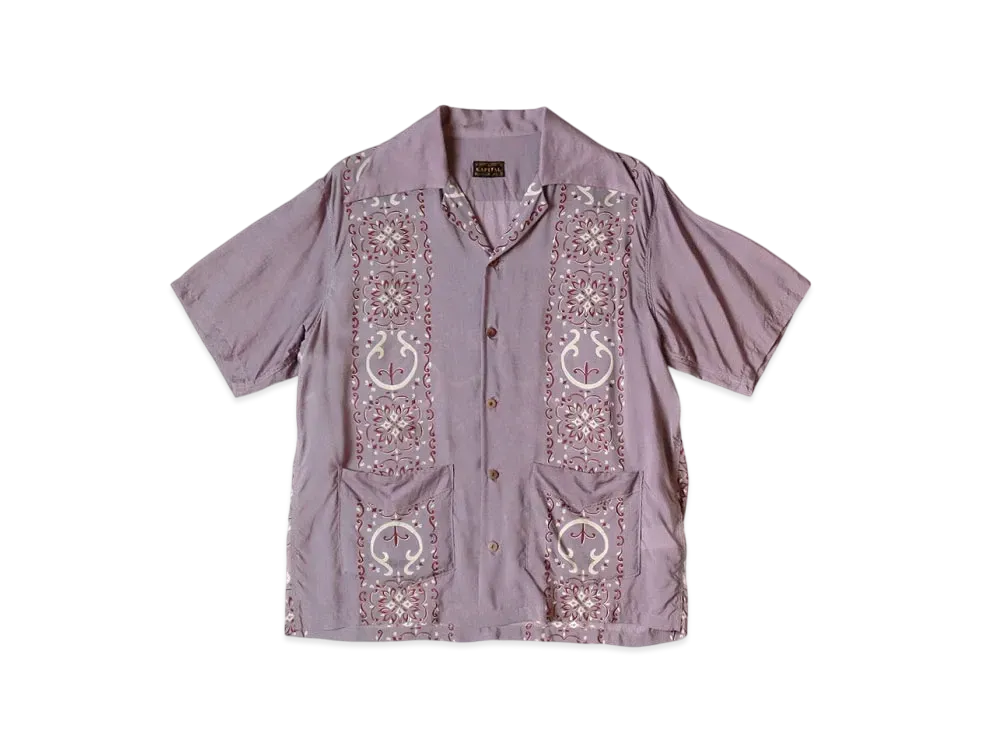 KAPITAL Silk Rayon Habananaja Langle Color Cuba Shirt "Light Purple"