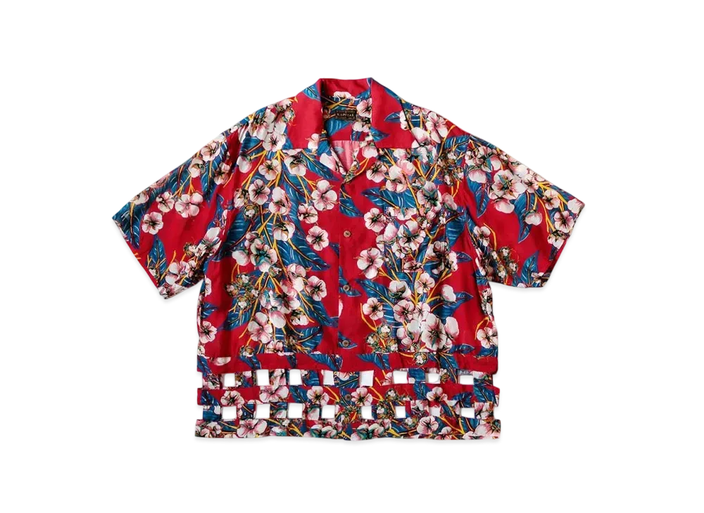 KAPITAL Silk Rayon Cotton Flower Wind Pen Aloha Shirt "Red"