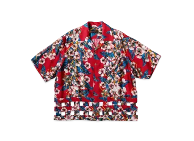 KAPITAL Silk Rayon Cotton Flower Wind Pen Aloha Shirt "Red"