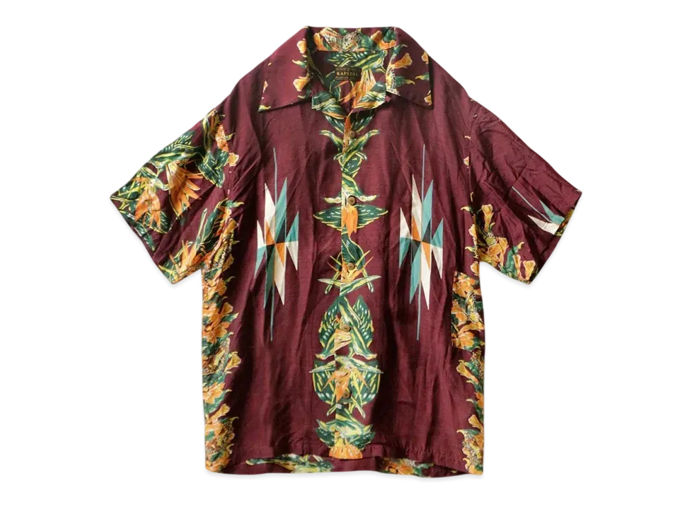 KAPITAL Silk Rayon Hibiscus Ortega Aloha Shirt "Enji"