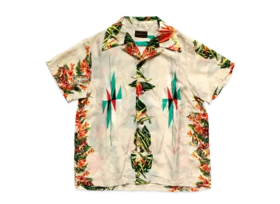 KAPITAL Silk Rayon Hibiscus Ortega Aloha Shirt "Beige"