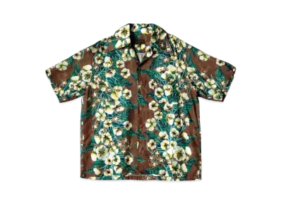KAPITAL Silk Rayon Cotton Flower Langle Color Aloha Shirt "Brown"