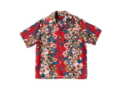 KAPITAL Silk Rayon Cotton Flower Langle Color Aloha Shirt "Red"