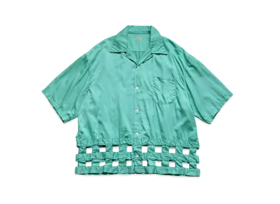 KAPITAL Cotton Satin Wind Pen Aloha Shirt "Turquoise"