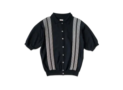 KAPITAL 14G Cotton Knit Oyster Aloha Polo "Black"