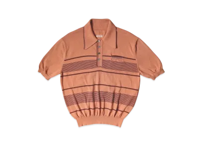 KAPITAL 14G Cotton Knit Stripe Carol Polo "Orange"