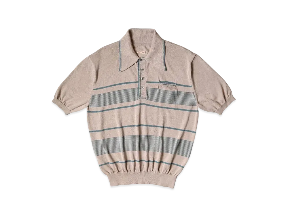 KAPITAL 14G Cotton Knit Stripe Carol Polo "Beige"