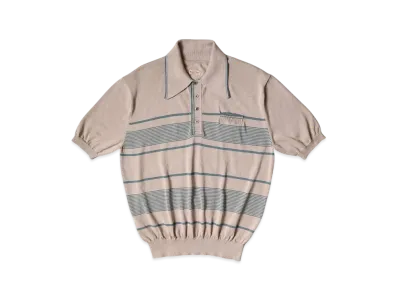 KAPITAL 14G Cotton Knit Stripe Carol Polo "Beige"