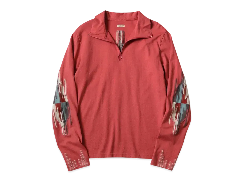 KAPITAL Ortega Half Zip Long Tee "Red"