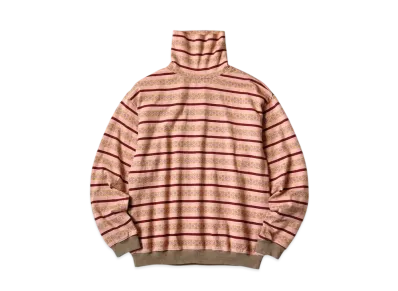 KAPITAL Sunrise Jacquard Border High Neck Long Tee "Pink Enji"