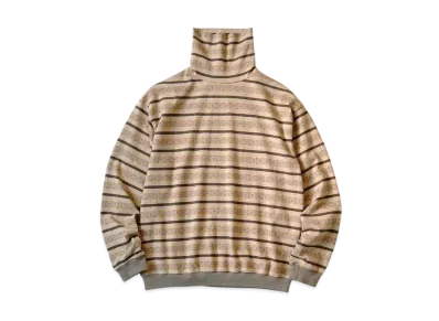 KAPITAL Sunrise Jacquard Border High Neck Long Tee "Beige Khaki"