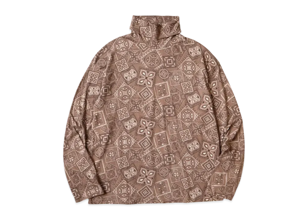 KAPITAL 20/- Cookie Bandana High Neck Long Tee "Brown"