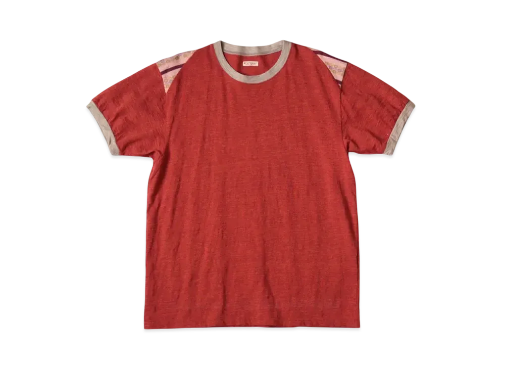 KAPITAL Heathered Sheeting Florida Ringer Tee "Red"