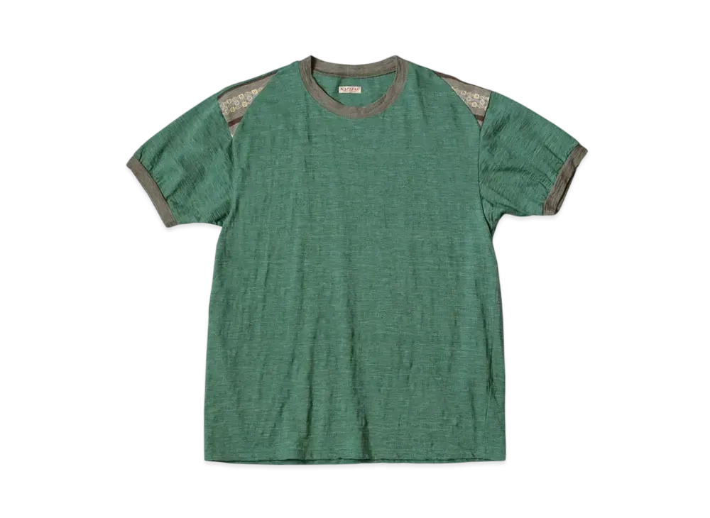 KAPITAL Heathered Sheeting Florida Ringer Tee "Green"