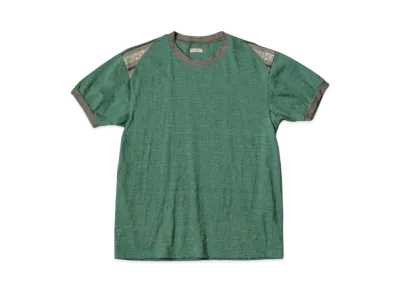 KAPITAL Heathered Sheeting Florida Ringer Tee "Green"