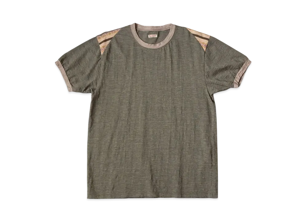 KAPITAL Heathered Sheeting Florida Ringer Tee "Khaki"
