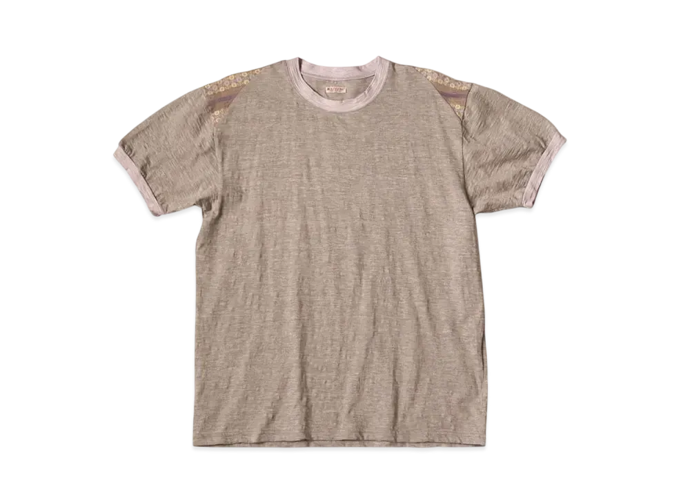 KAPITAL Heathered Sheeting Florida Ringer Tee "Beige"