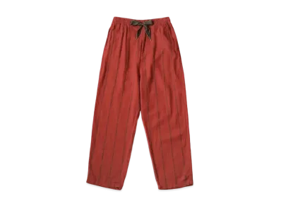 KAPITAL Cotton Linen Sham Stripes Easy Pants "Red Brown"
