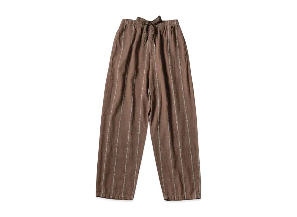 KAPITAL Cotton Linen Sham Stripes Easy Pants "Brown Beige"