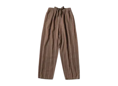 KAPITAL Cotton Linen Sham Stripes Easy Pants "Brown Beige"
