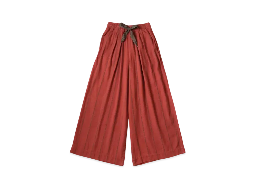 KAPITAL Cotton Linen Sham Stripes Rude Buggy Pants "Red Brown"