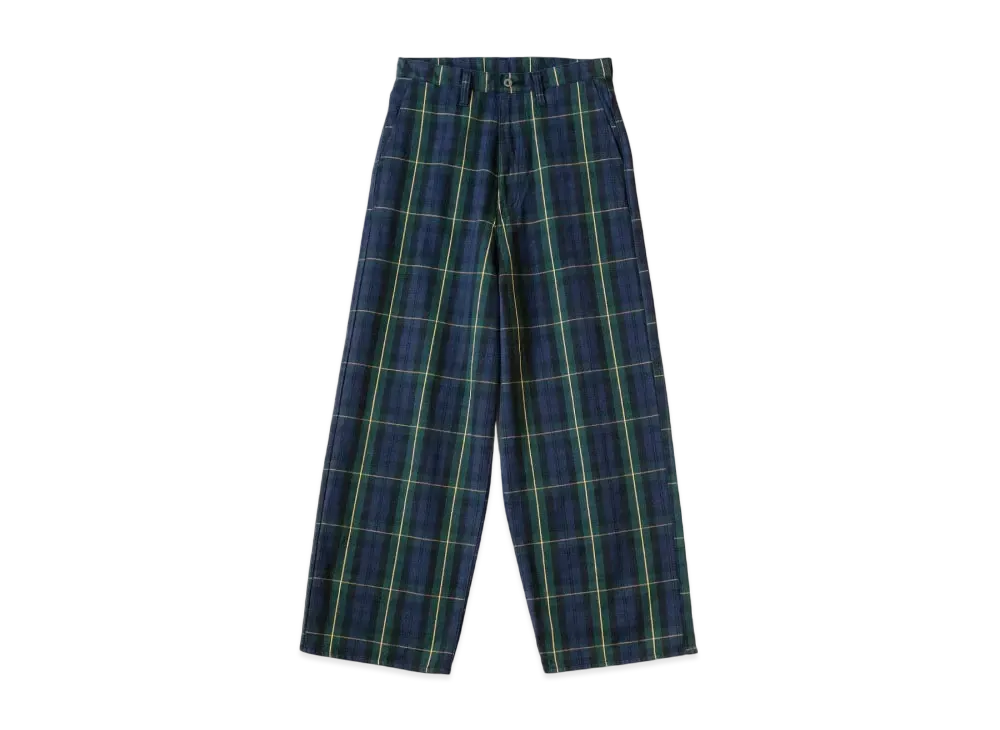 KAPITAL 11oz Tartan Check Baggy Port Pants "Green Yellow"