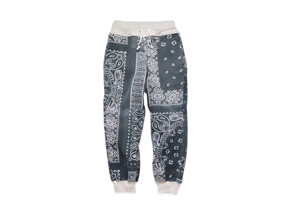 KAPITAL Fleece Bandana Sweat Ribs Pants "Black"