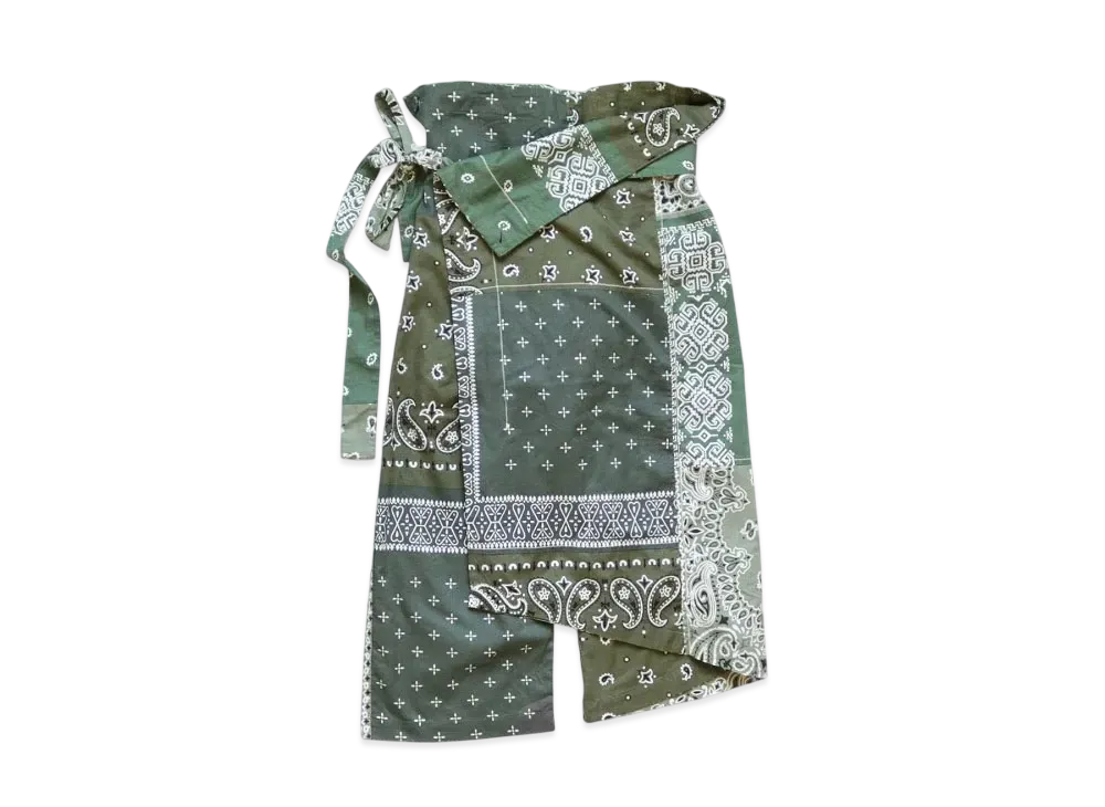 KAPITAL Gauze Bandana Patchwork Wrap Pants "Khaki"
