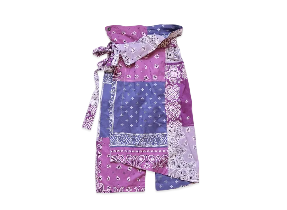 KAPITAL Gauze Bandana Patchwork Wrap Pants "Light Purple"