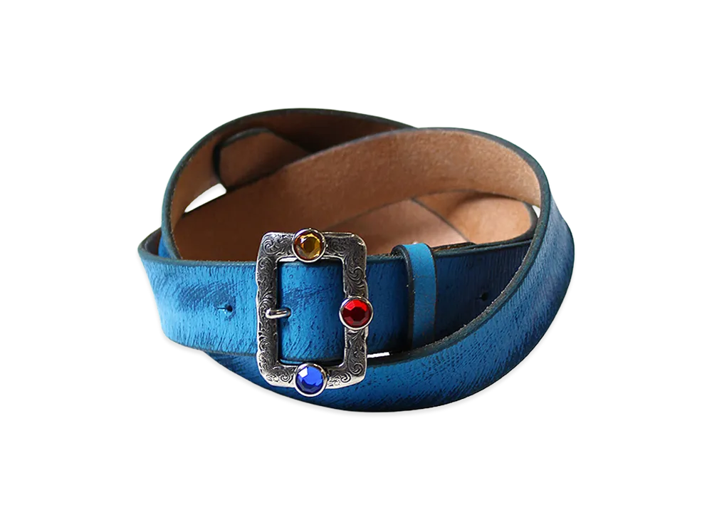 KAPITAL Oil Leather Studs Disco Buckle Belt 