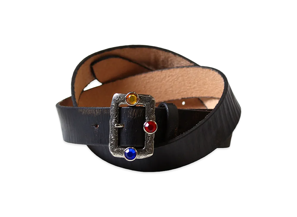 KAPITAL Oil Leather Studs Disco Buckle Belt 
