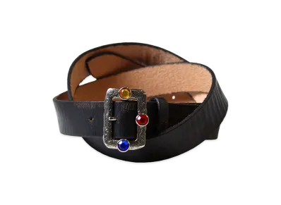 KAPITAL Oil Leather Studs Disco Buckle Belt "Black"