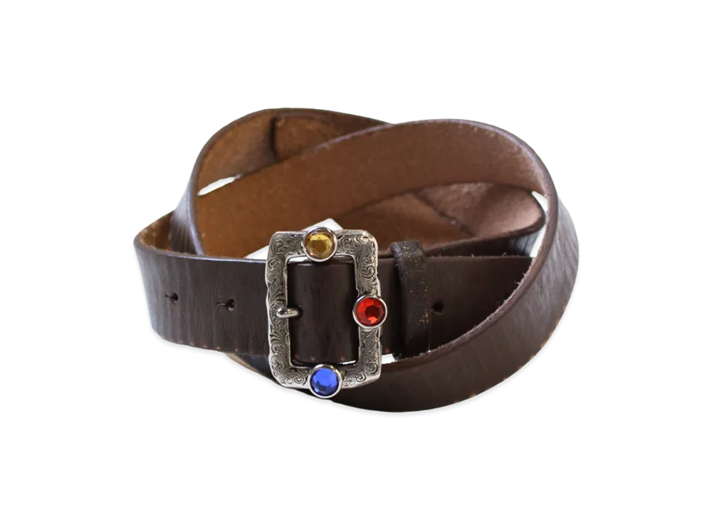 キャピタル オイルレザー スタッズディスコバックルベルト "ブラウン"