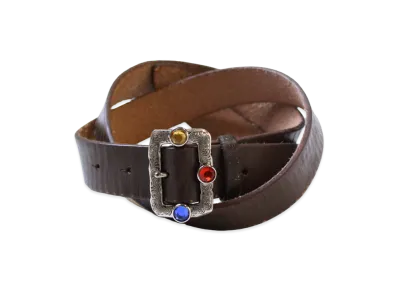 KAPITAL Oil Leather Studs Disco Buckle Belt KAPITAL Oil Leather Studs Disco Buckle Belt