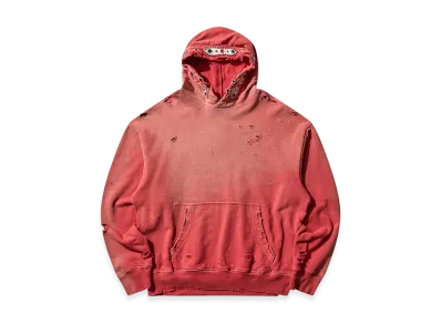 KAPITAL Sweat Knit Thriller Damaged Hoodie "Red"