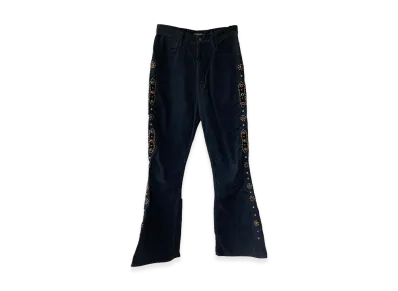 KAPITAL Women's Flare Studded Corduroy Pants "Black"