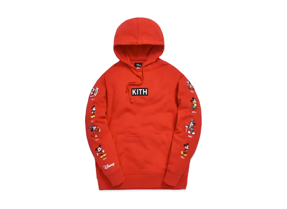 KITH Disney Mickey Sleeve Patches Hoodie "Red"