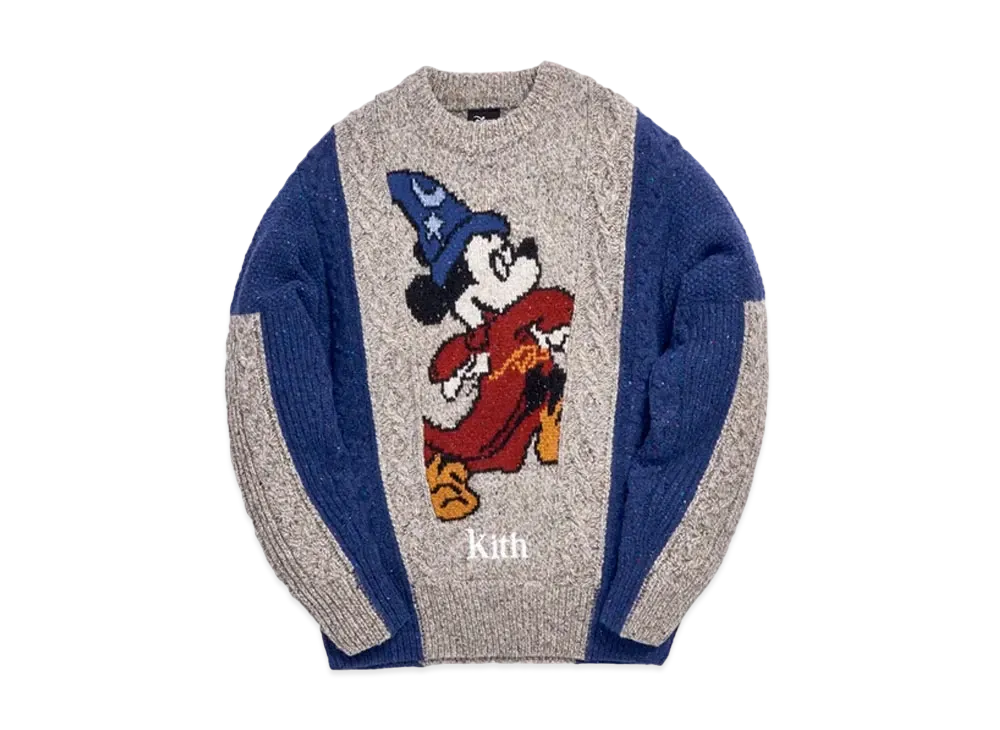KITH Disney 40s Ryan Cable Knit Sweater "Navy"