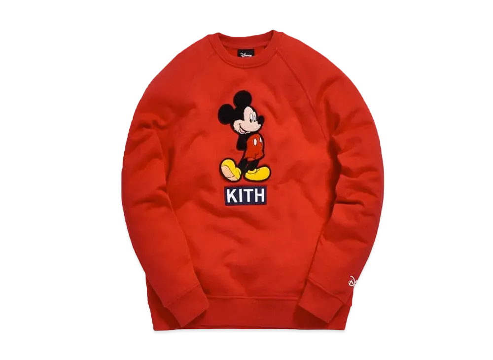 KITH Disney 90s Mickey Classic Logo Crewneck "Red"