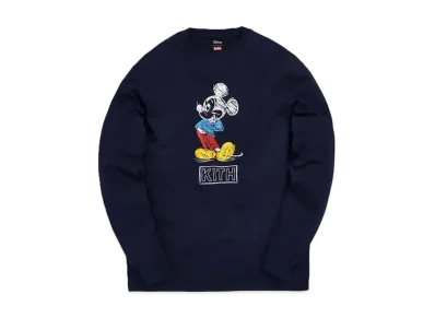 KITH Disney 70s Pencil Mickey L/S Tee "Navy"