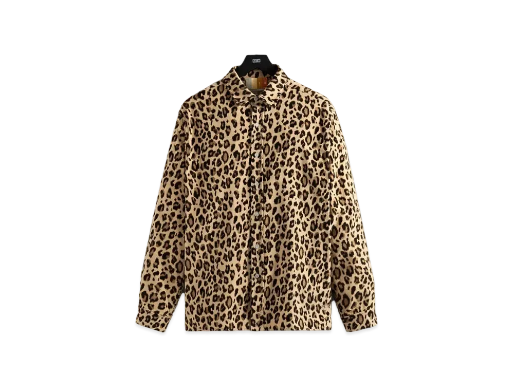 Kith Printed Leopard Cord Ludlow Shirt "Birch"