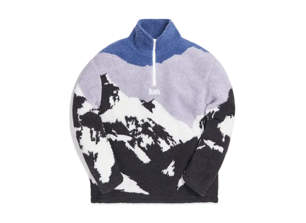 キス クレアモント シェルパ クオーター ジップ "ブルー"